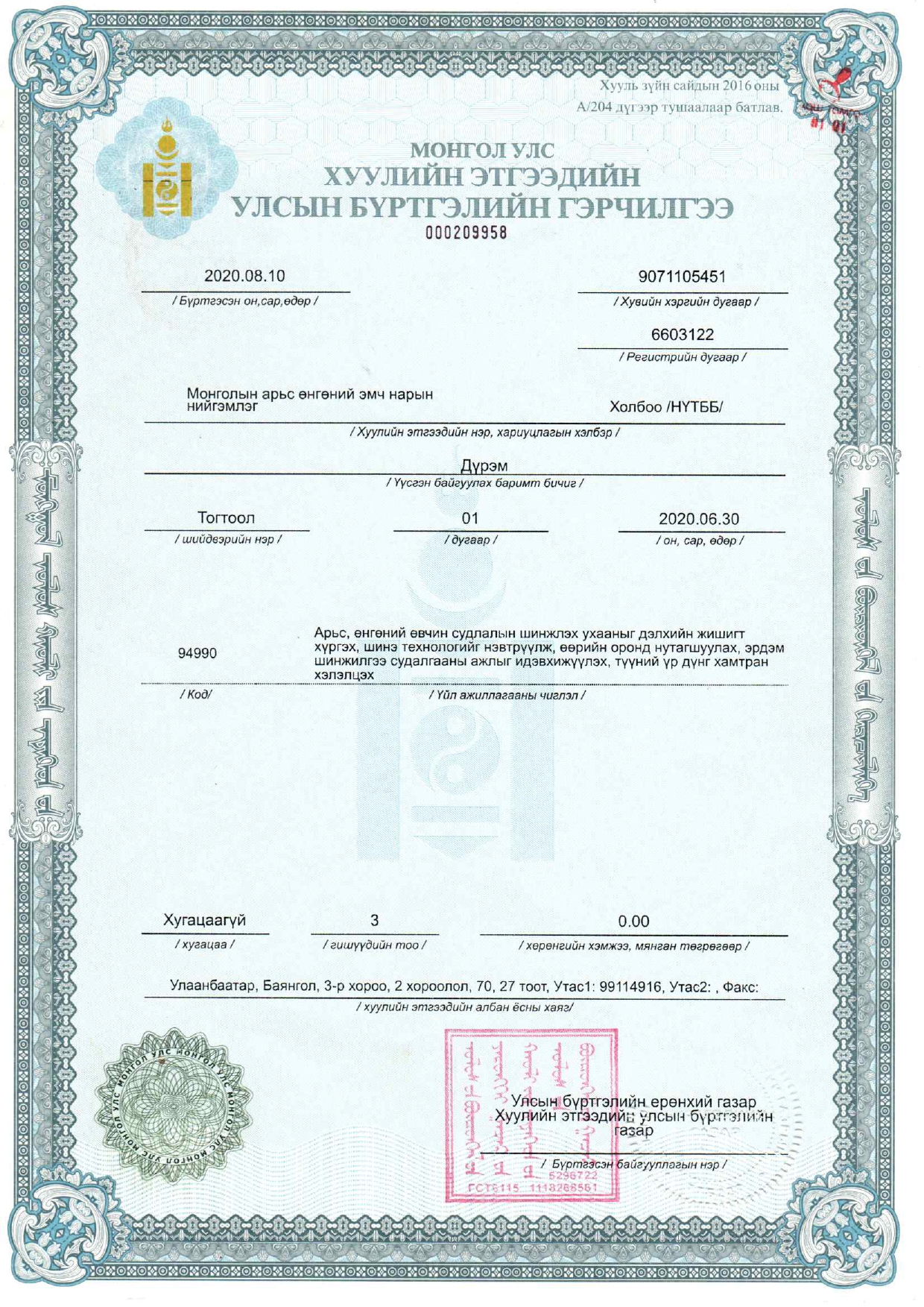 certificate